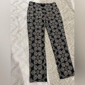 Eva Franco Black and Gold Floral Trousers women’s size 8